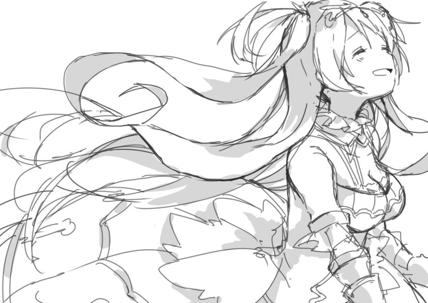 1girl, az_9649, bare_shoulders, breasts, cleavage, closed_eyes, collarbone, dress