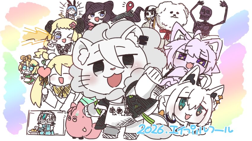 >_o, ahoge, animal_ear_fluff, animal_ears, animification, april_fools, arm_up, azki_(1st_costume)_(hololive)