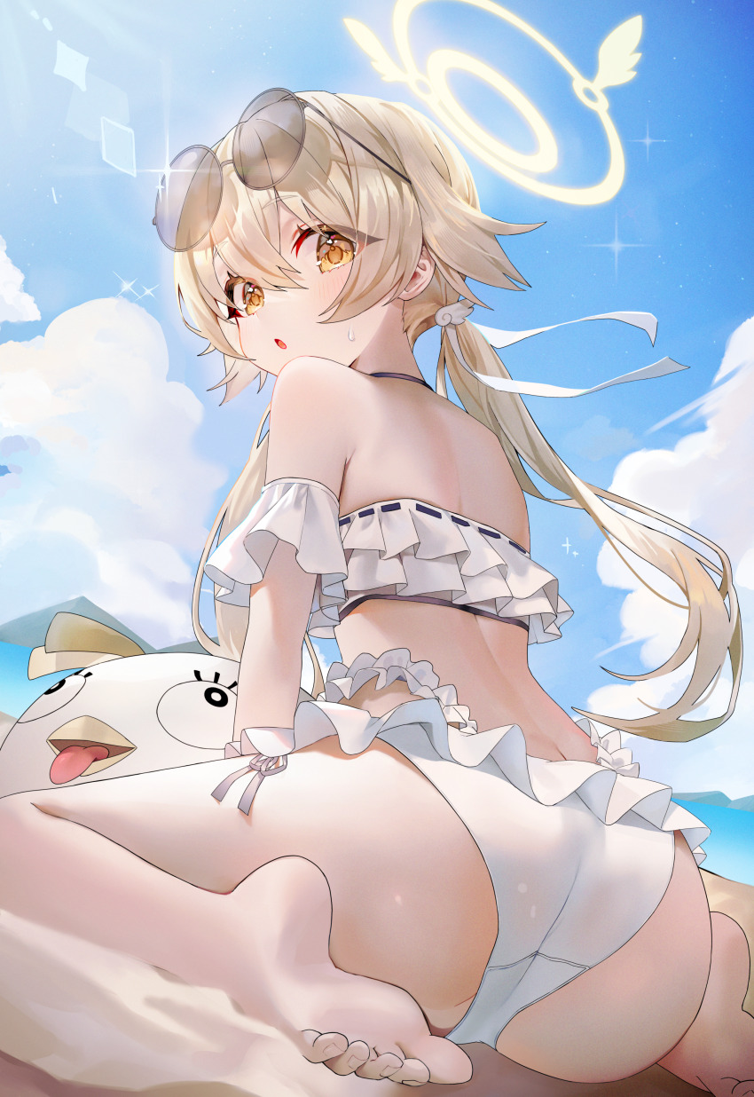 1girl, :o, absurdres, ass, bare_arms, bare_legs, bare_shoulders, barefoot