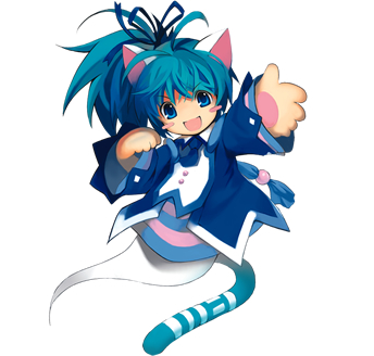 1girl, antenna_hair, blue_eyes, blue_hair, blue_necktie, blue_ribbon, blue_shirt, blue_skirt