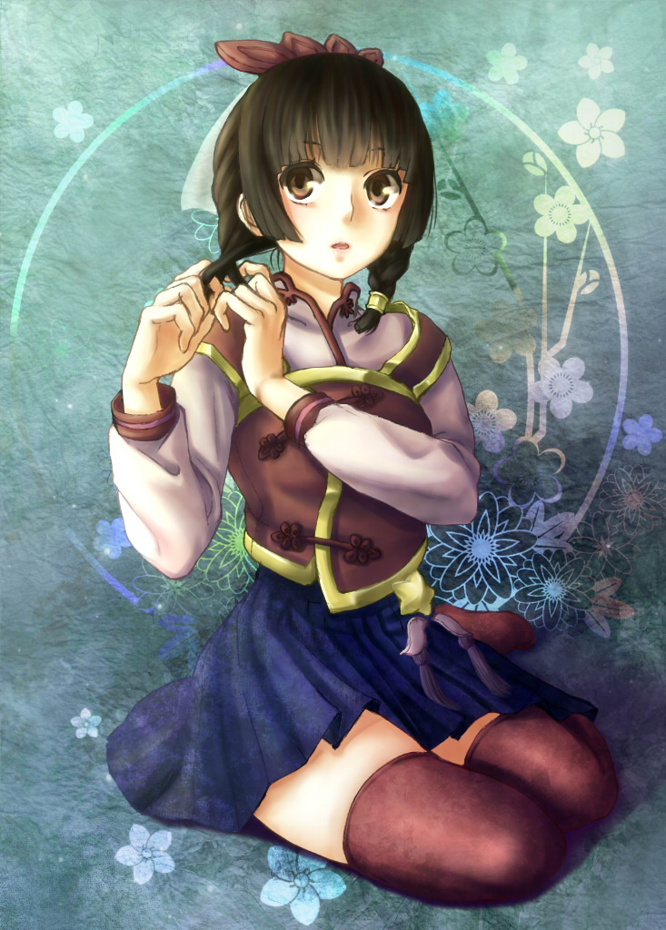 daqiao_(shin_sangoku_musou), koei_tecmo, pleated_skirt, shin_sangoku_musou, skirt, tagme, thighhighs, yusoson