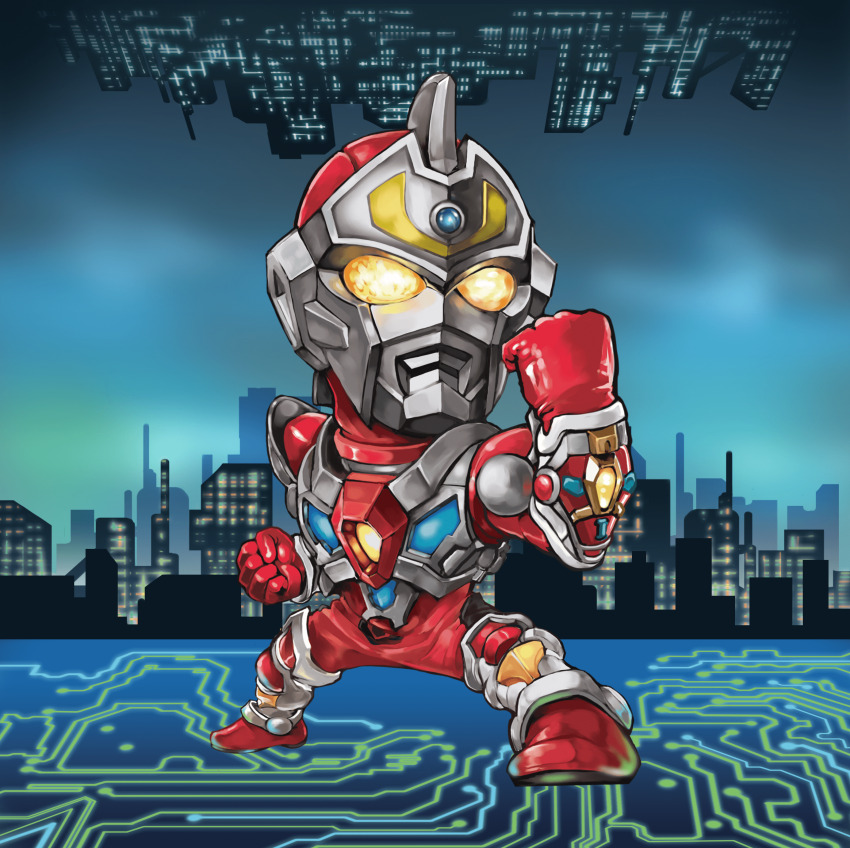 1boy, absurdres, acceptor, armor, black_skin, blue_gem, breastplate, building