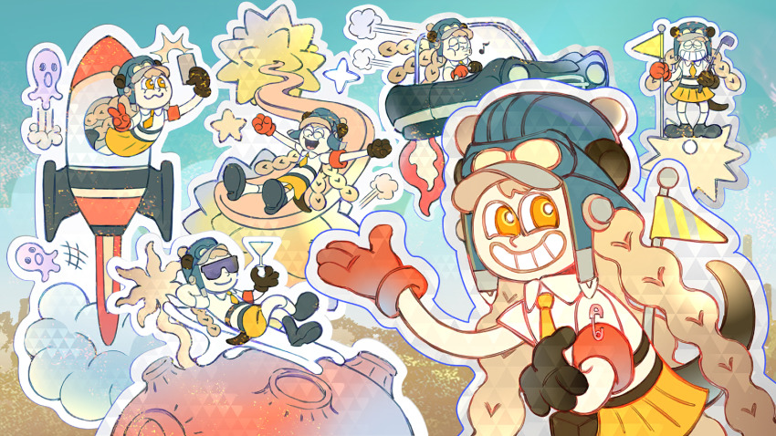 arknights, artist_request, asymmetrical_gloves, asymmetrical_legwear, asymmetrical_sleeves, aviator_goggles, ball, baseball_(object)