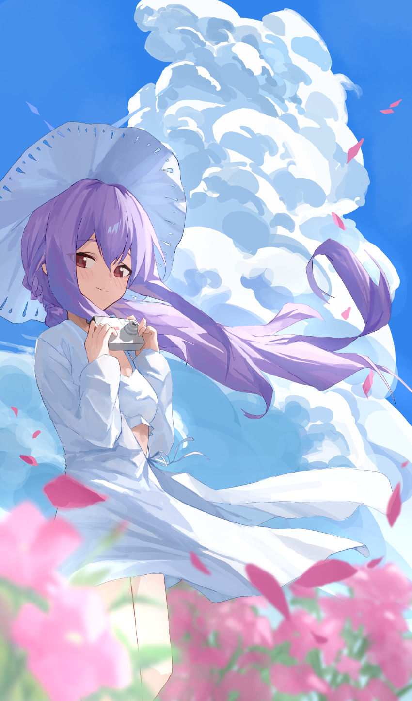 1girl, absurdres, atsuko_(blue_archive), atsuko_(swimsuit)_(blue_archive), bikini, blue_archive, breasts, camera