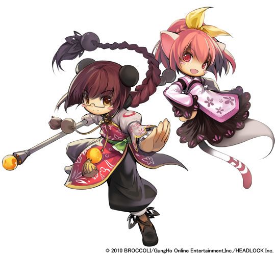 2girls, animal_ears, black_dress, black_pants, black_shoes, blush_stickers, braid, brown_eyes