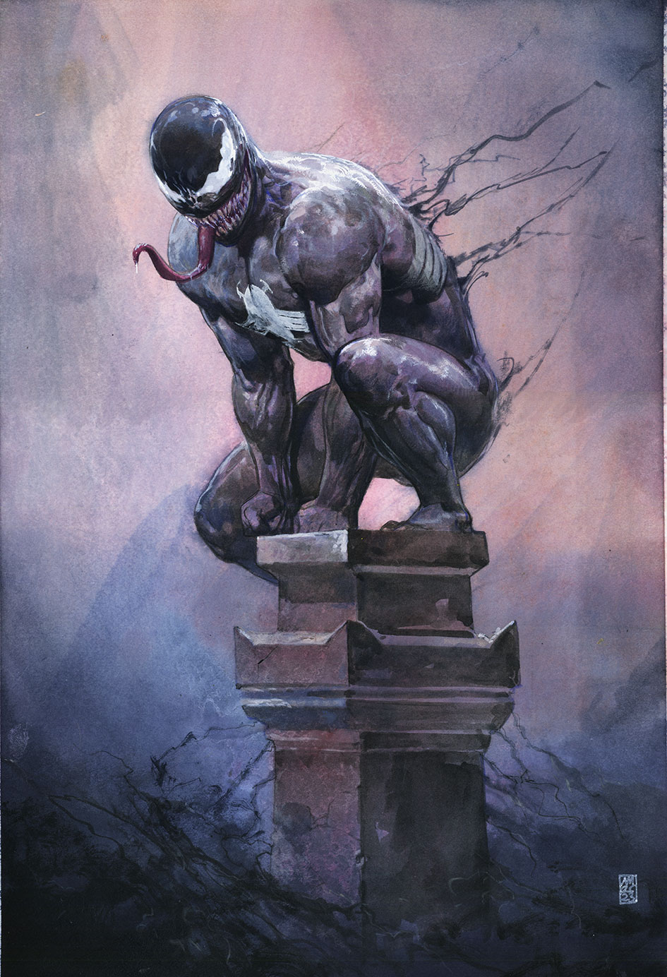 1boy, alex_maleev, commentary, english_commentary, evil_grin, evil_smile, full_body, grin