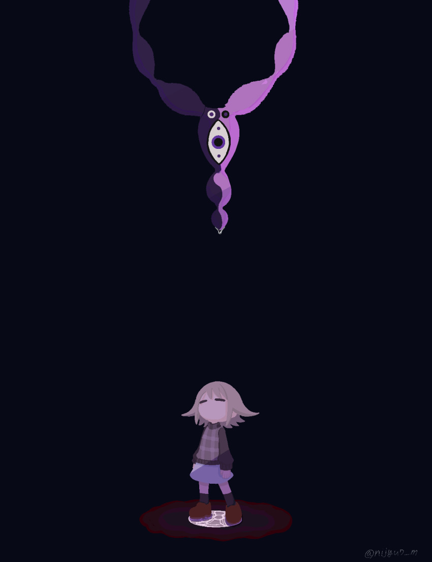 1girl, animated, animated_gif, black_background, black_socks, black_sweater, brown_shoes, chibi, chibi_only, closed_eyes, dripping, grey_hair, grey_sweater_vest, hair_flaps, highres, kneehighs, long_sleeves, miniskirt, nijyu7, no_mouth, plaid_clothes, plaid_sweater_vest, plaid_vest, shoes, short_hair, sidelocks, simple_background, skirt, socks, solo, sweater, sweater_vest, turtleneck, turtleneck_sweater, twitter_username, urotsuki, vest, water, water_drop, white_skirt, yume_2kki