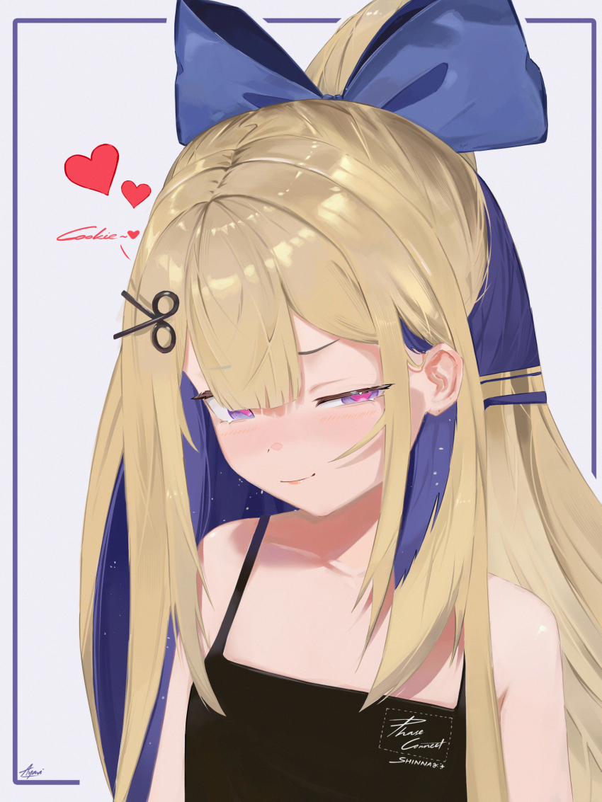 absurdres, amanogawa_shiina, apron, ayavi, black_apron, blonde_hair, blush, bow