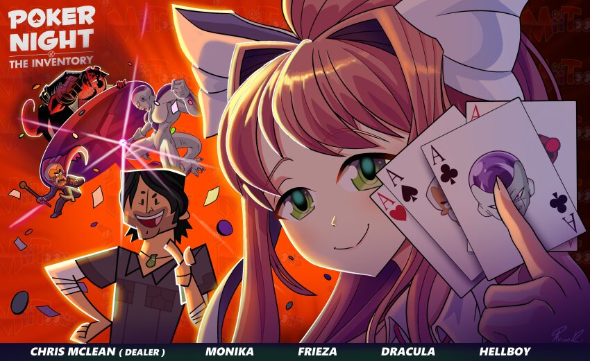 1girl, 4boys, absurdres, ace_(playing_card), ace_of_clubs, ace_of_hearts, ace_of_spades, alien