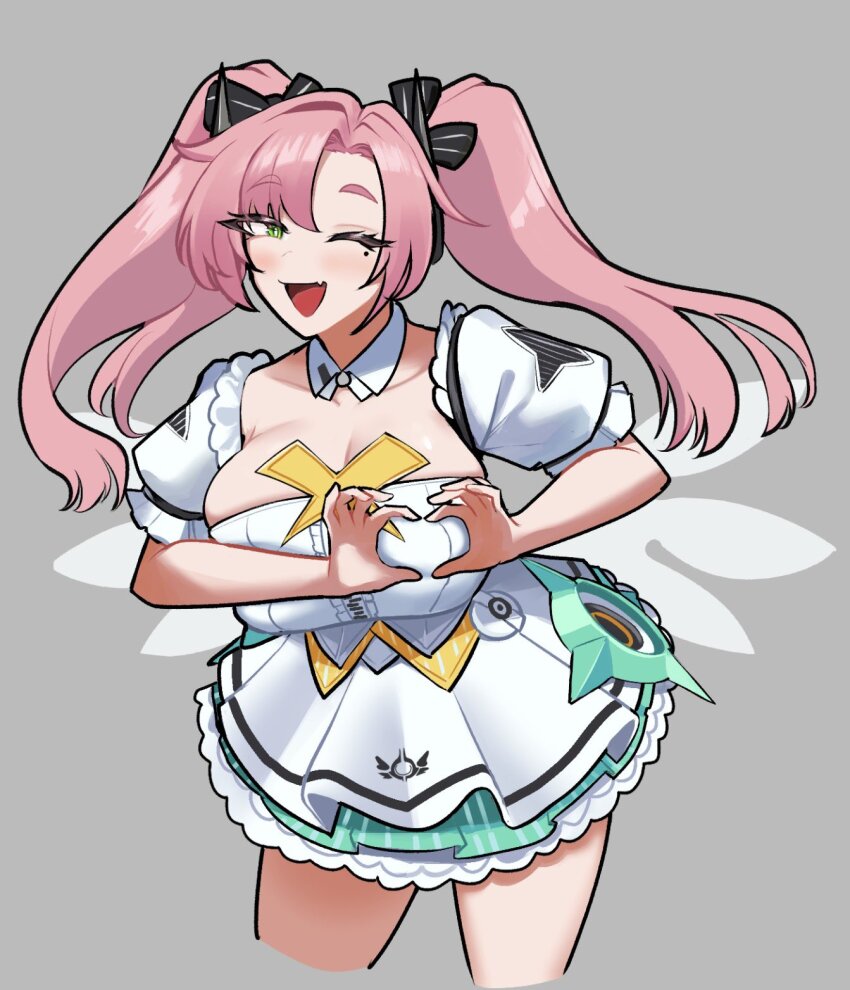 1girl, aria_(zenless_zone_zero), aria_(zenless_zone_zero)_(cosplay), blush, breasts, center_frills, cleavage, collarbone