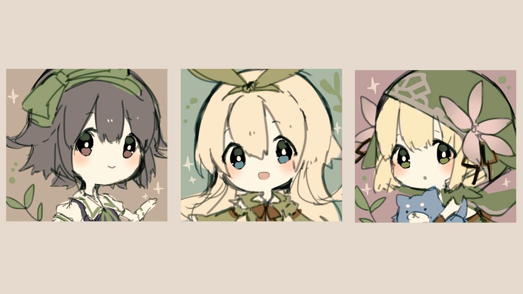 3girls, alice_(grimms_notes), alice_(repage)_(grimms_notes), alternate_color, az_9649, black_hair, blonde_hair, blue_eyes