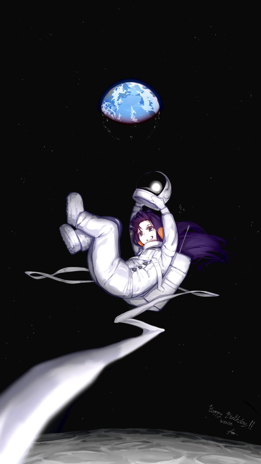 1girl, a0s0l, commentary, earth_(planet), english_commentary, floating, full_body, gradient_hair