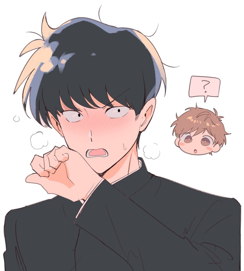 2boys, :o, ?, black_eyes, black_hair, blush, bright_pupils, brown_eyes