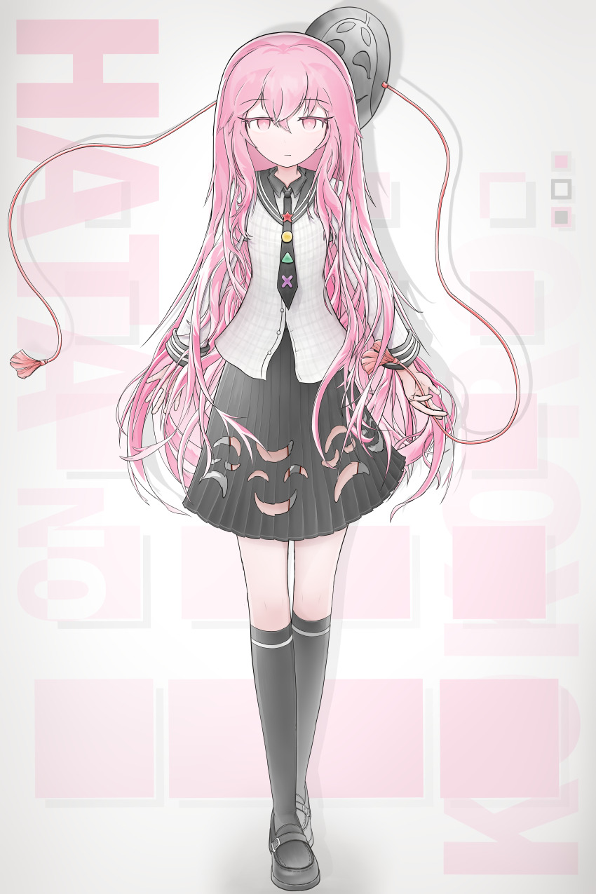 1girl, absurdres, black_necktie, black_sailor_collar, black_shoes, black_skirt, black_socks, buttons