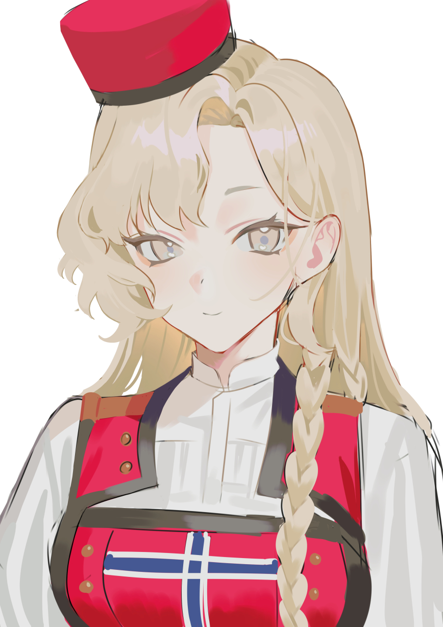 1girl, akagi_kurage, blonde_hair, breasts, commentary_request, eidsvold_(kancolle), grey_eyes, hat