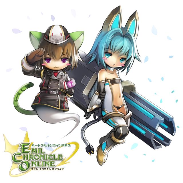 2girls, :3, android, animal_ears, armband, black_coat, black_hat, black_panties