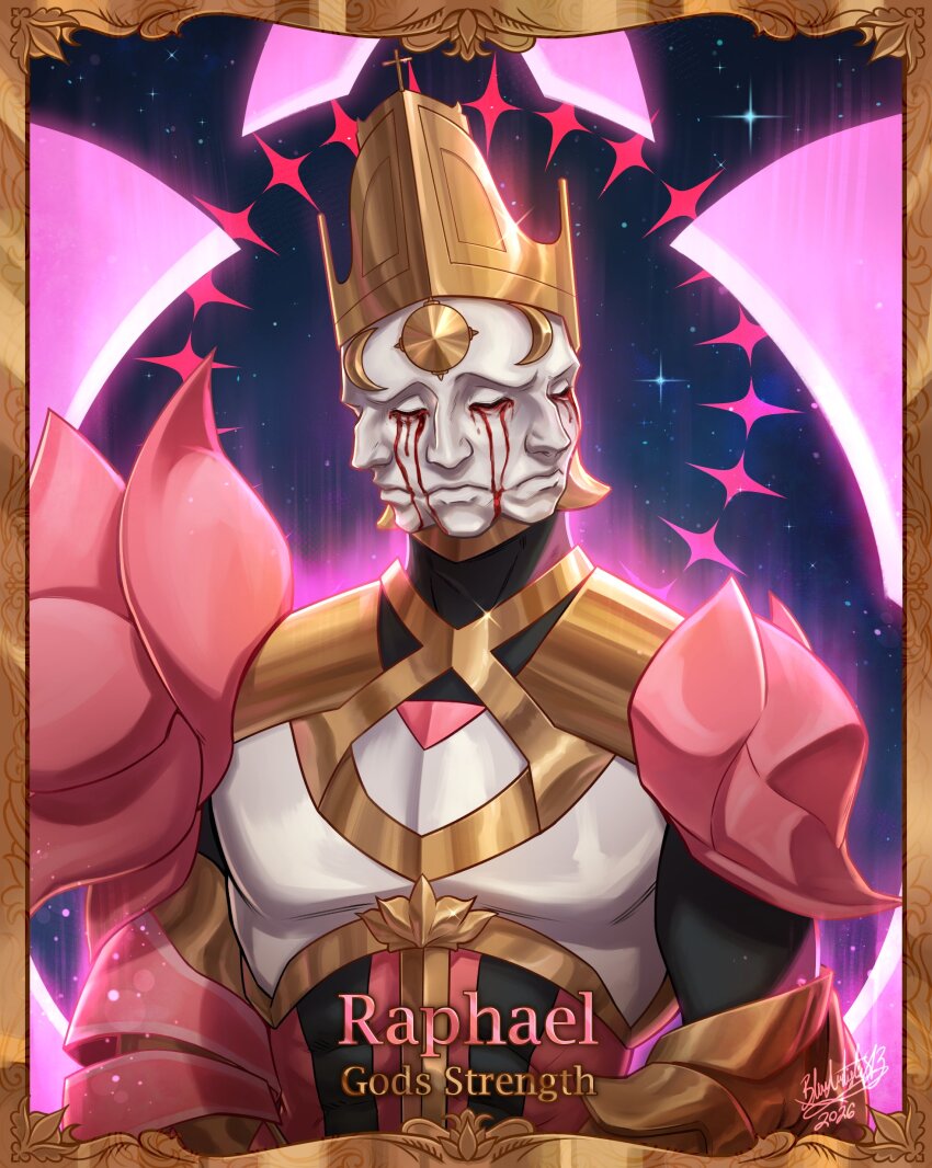 1other, absurdres, angel, armor, blood, bloody_tears, blueartistic813, detached_wings