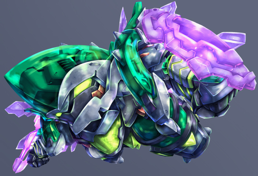 chibi, chibi_only, clenched_hands, commentary_request, deformed, energy_barrier, energy_shield, glowing