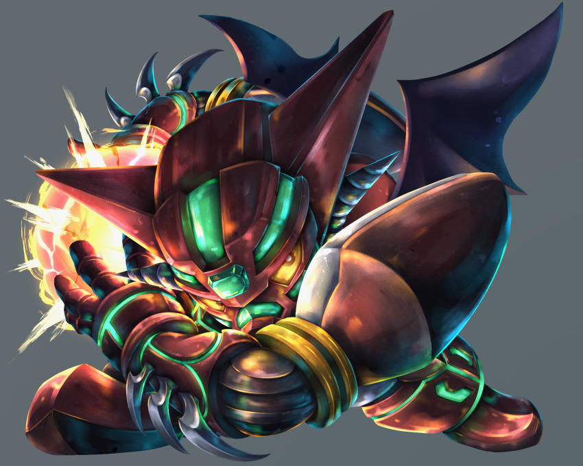 arm_blade, armor, chibi, chibi_only, commentary_request, deformed, getter_robo, glowing