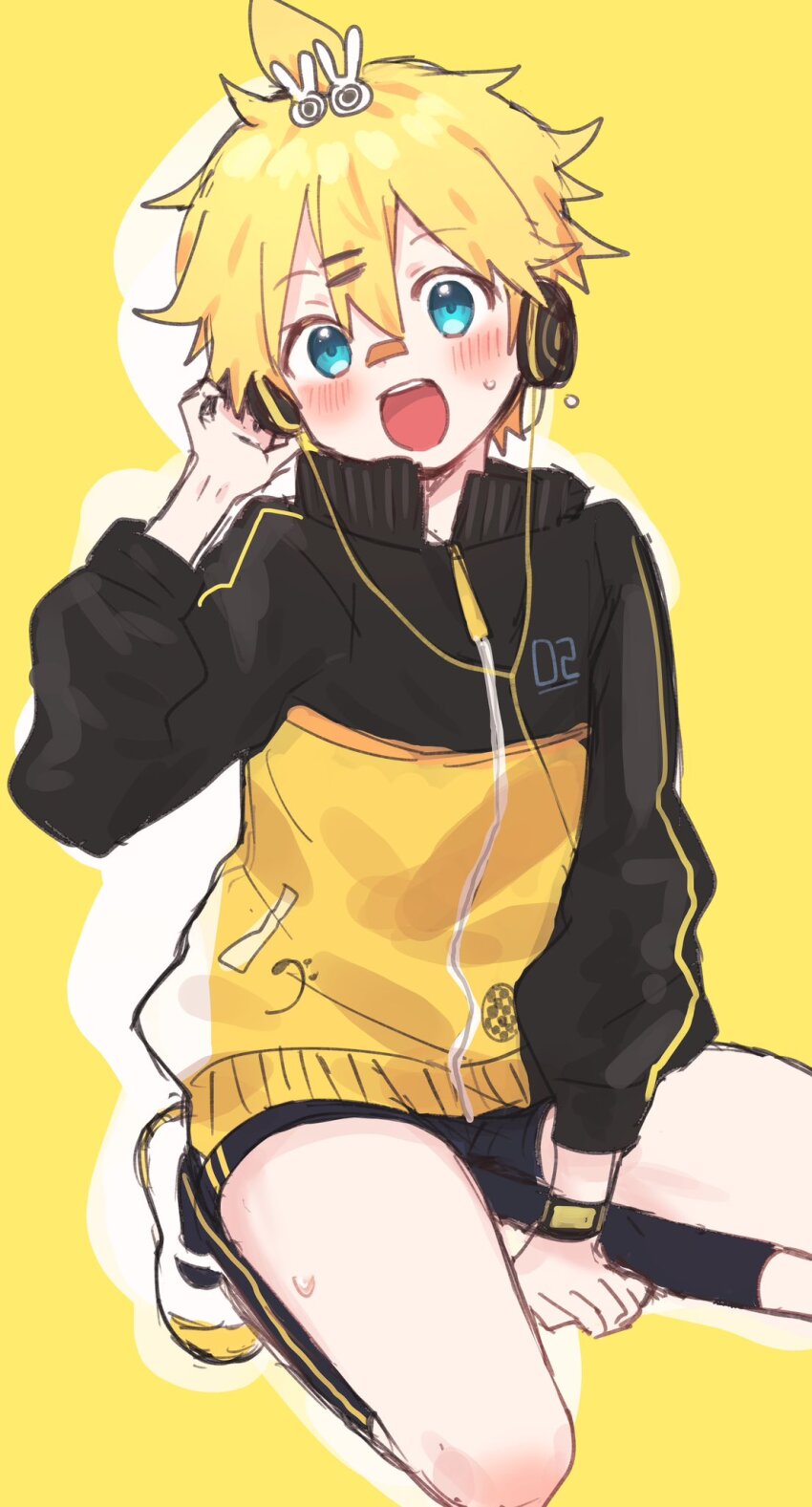 1boy, bandaid, bandaid_on_face, bandaid_on_nose, black_shorts, black_socks, blonde_hair, blue_eyes