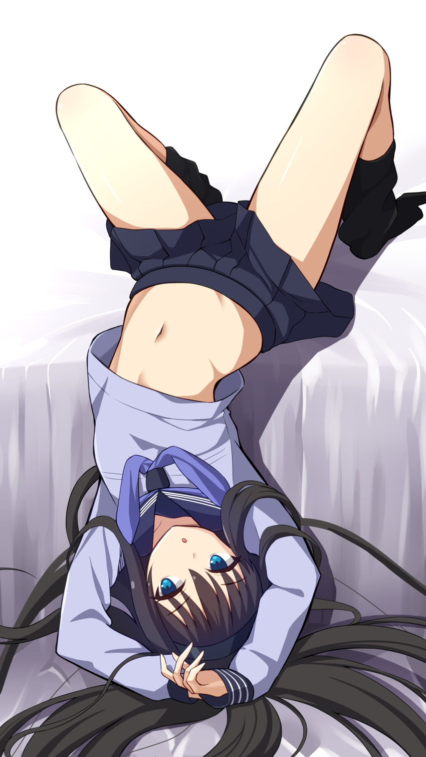 1girl, absurdres, asagami_private_girls_acadamy_uniform, black_hair, blue_eyes, hairband, highres, long_hair