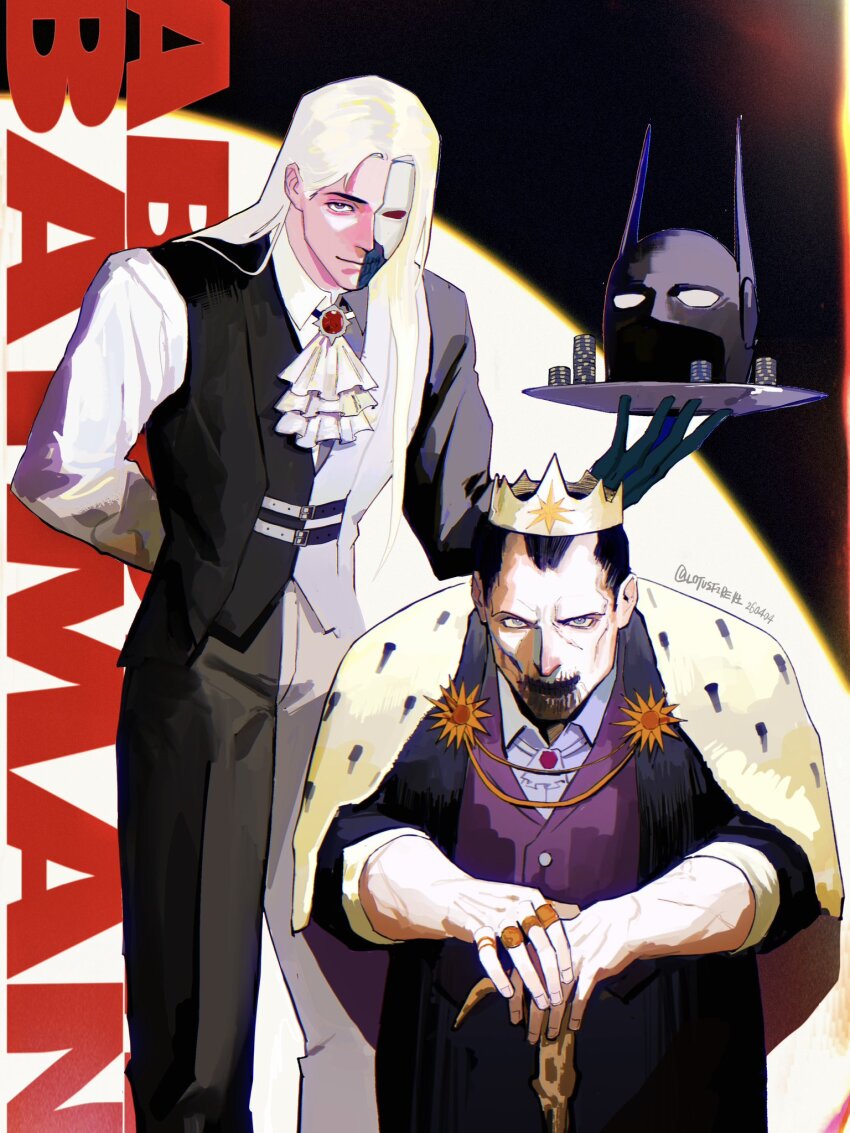 2boys, absolute_batman, absolute_dc, bat_mask, contrast, dc_comics, exposed_muscle, highres