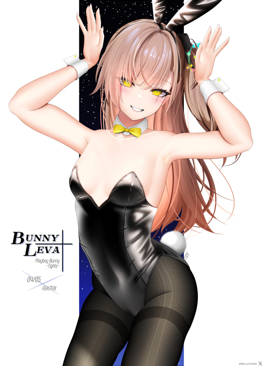 1girl, 45sensei, absurdres, alternate_costume, animal_ear_hairband, animal_ears, black_hairband, black_leotard