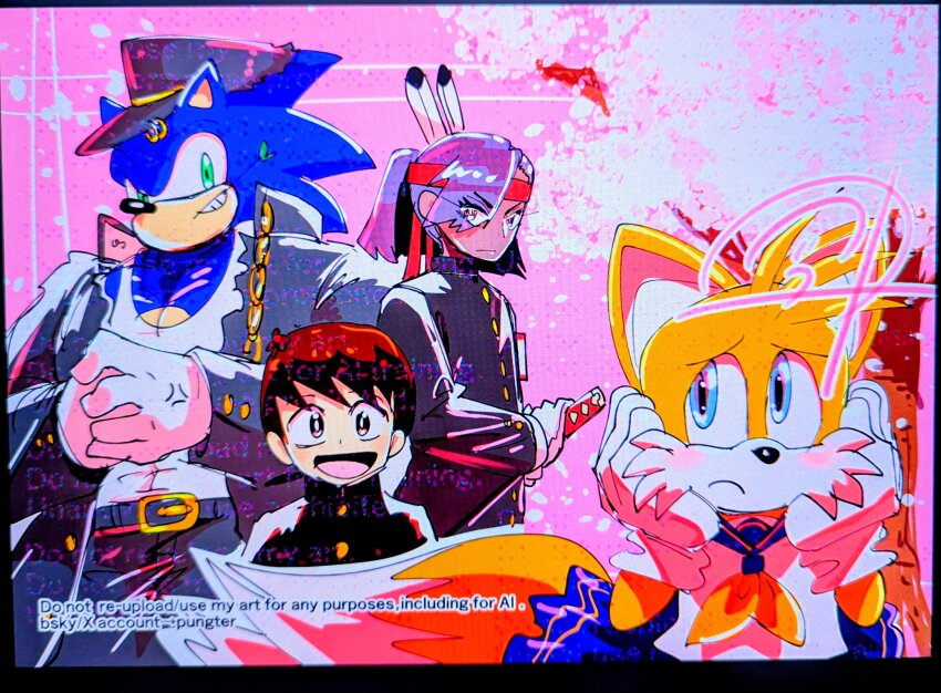 abs, blush, cherry_blossoms, crossdressing, dress, metstli, multiple_tails, muscular