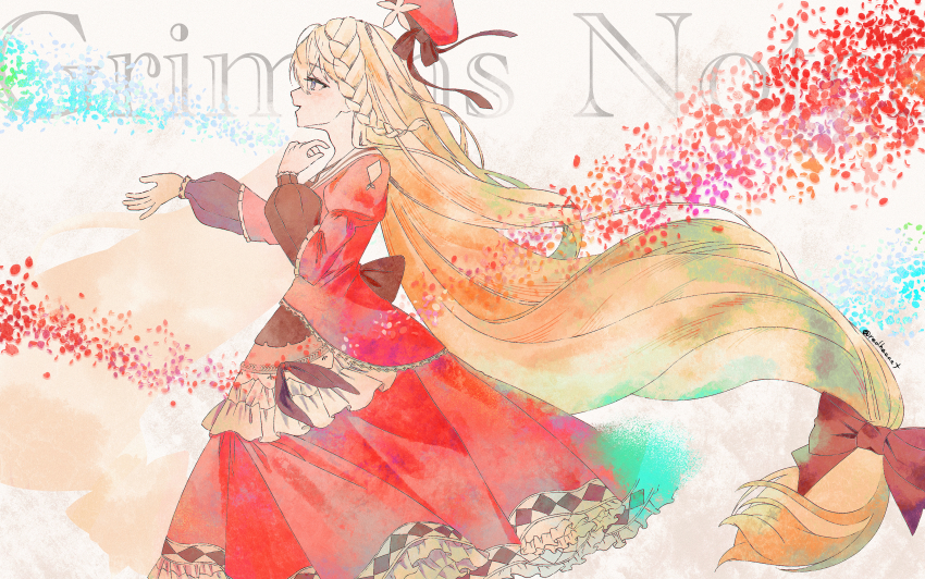 1girl, absurdres, blonde_hair, braid, copyright_name, dorothea_viehmann_(grimms_notes), dorothea_viehmann_(original)_(grimms_notes), dress