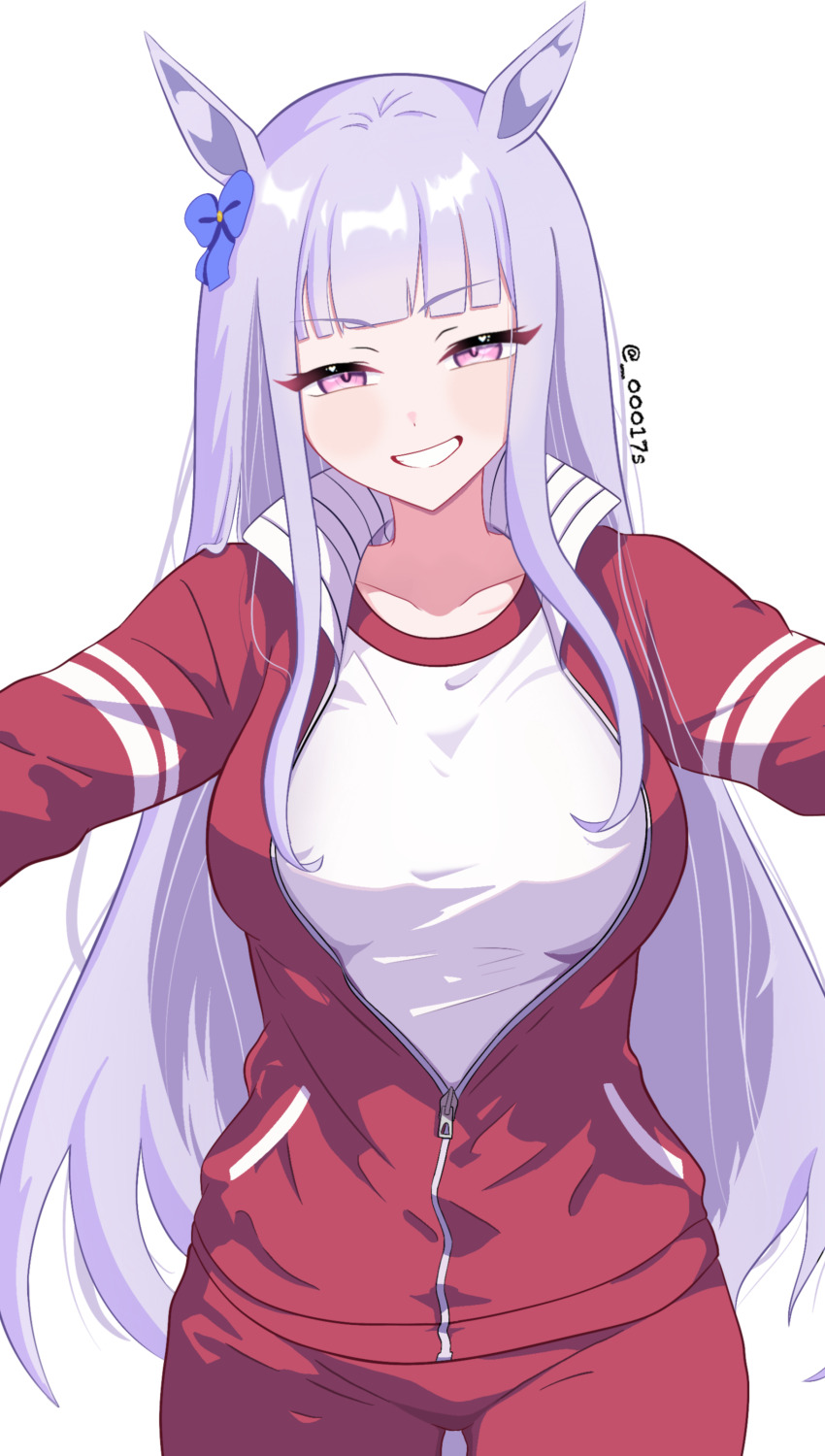 00017s, 1girl, absurdres, animal_ears, blue_bow, bow, breasts, center_opening