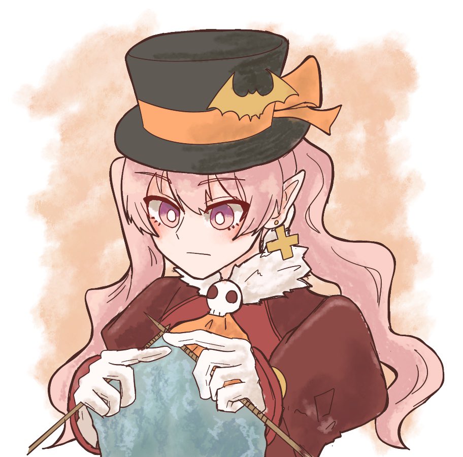 1girl, ascot, commentary_request, cross, cross_earrings, dolce_(rune_factory), earrings, gloves