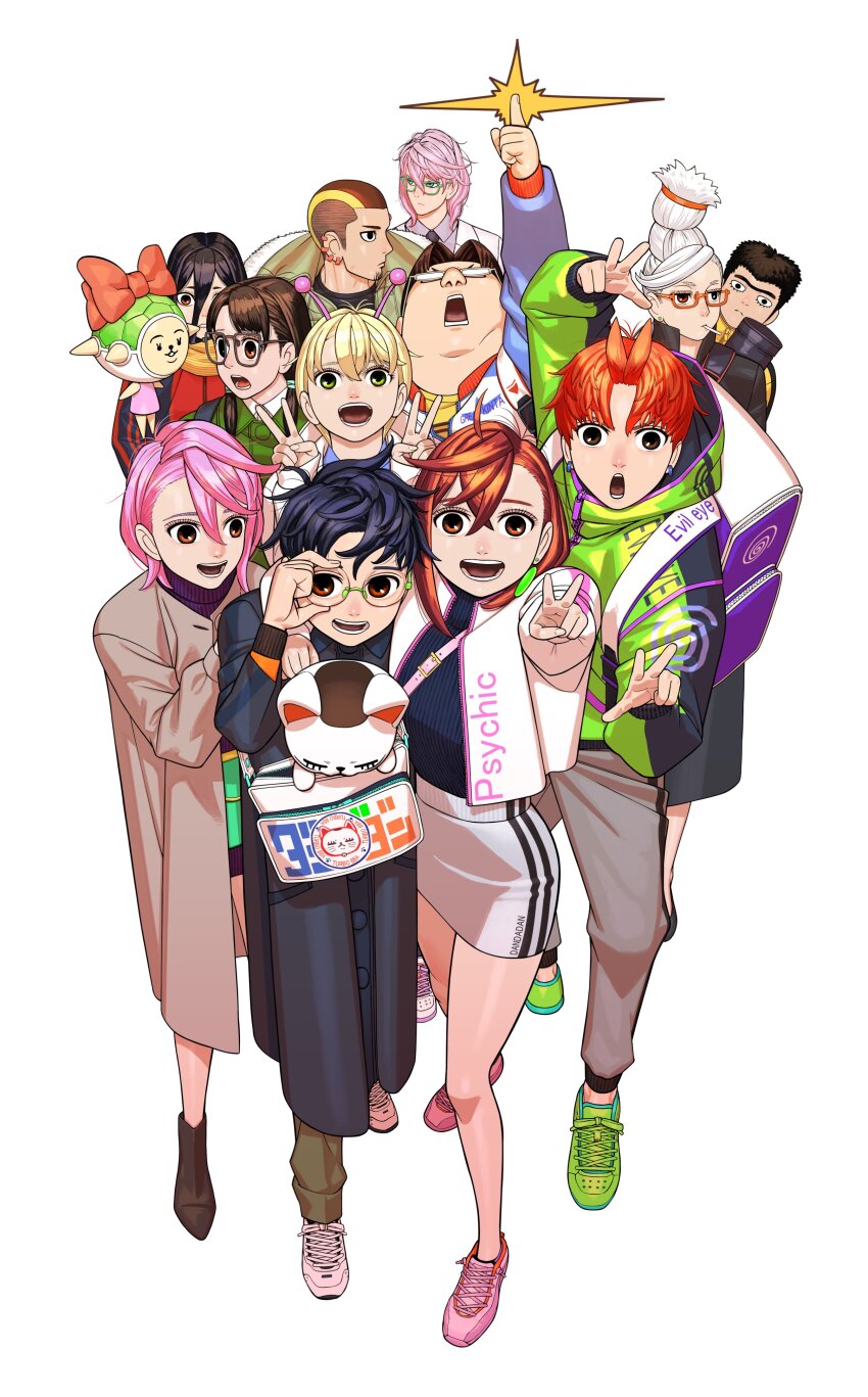 2others, 6+boys, 6+girls, absurdres, adjusting_eyewear, anniversary, ayase_momo, ayase_seiko