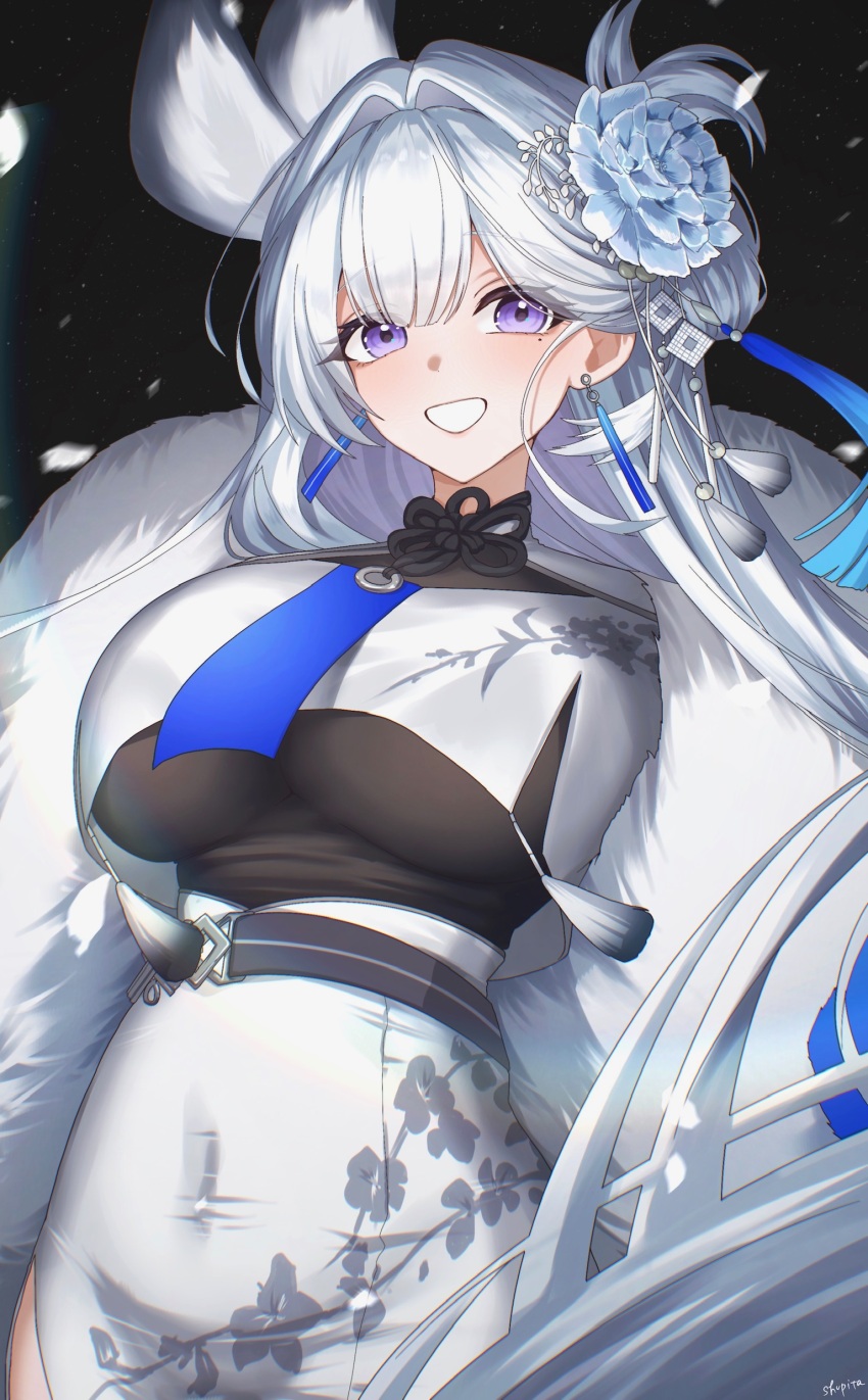 1girl, absurdres, belt, breasts, commentary_request, covered_navel, covered_underboob, earrings