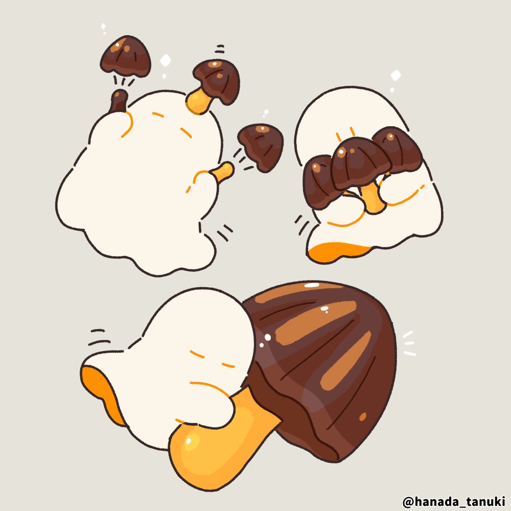 artist_name, commentary_request, floating, food, food_focus, ghost, grey_background, hanada_tanuki