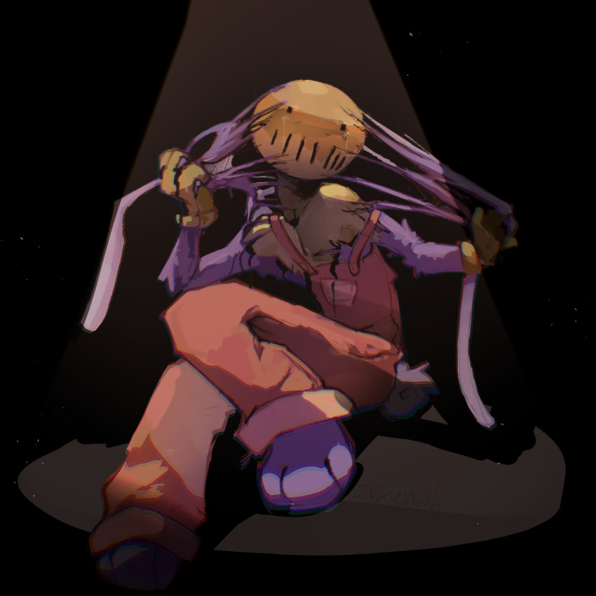 1boy, bald, colored_skin, colored_teeth, commentary, crying, crying_with_eyes_open, english_commentary