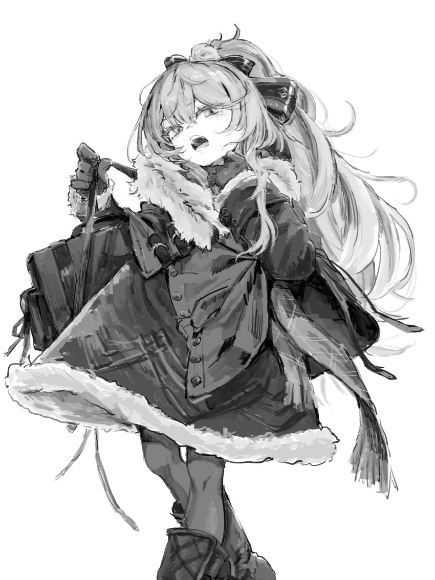 1girl, absurdres, bag, commentary_request, feet_out_of_frame, gloves, highres, long_hair