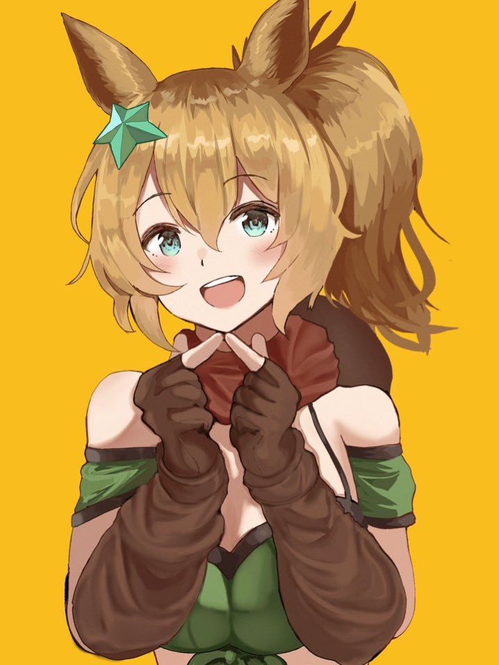 1girl, animal_ears, armband, bandeau, blue_eyes, blush, breasts, brown_gloves