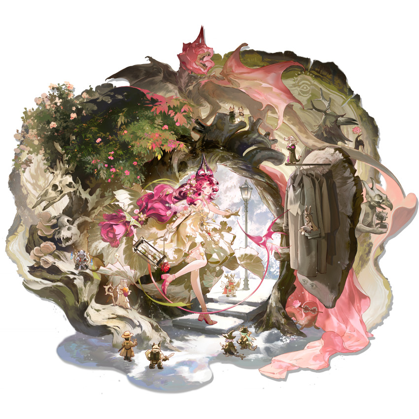 1girl, absurdres, ahoge, ambience_synesthesia, amiya_(arknights), amiya_(demon_king)_(arknights), animal_skull, arknights