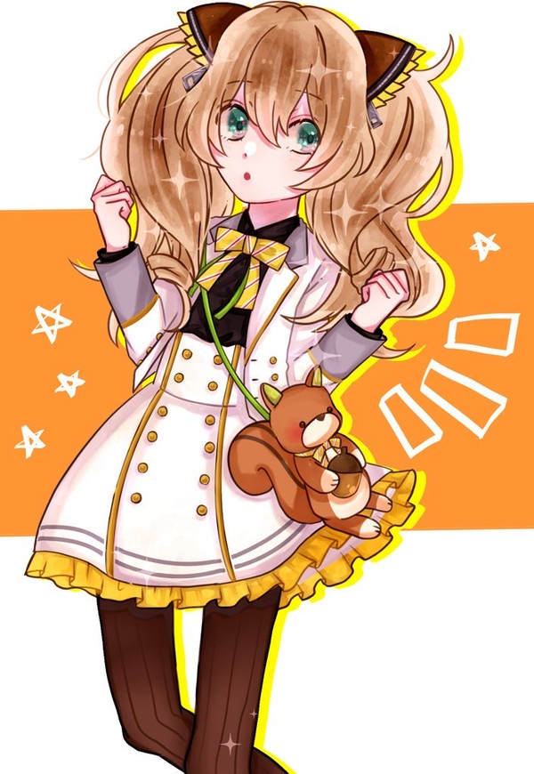 1boy, :o, acorn, black_pantyhose, blonde_hair, bow, bowtie, clenched_hand