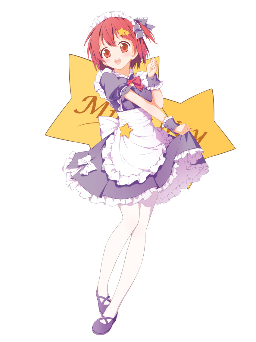 1060476357, 1girl, :d, absurdres, apron, back_bow, black_dress, black_ribbon