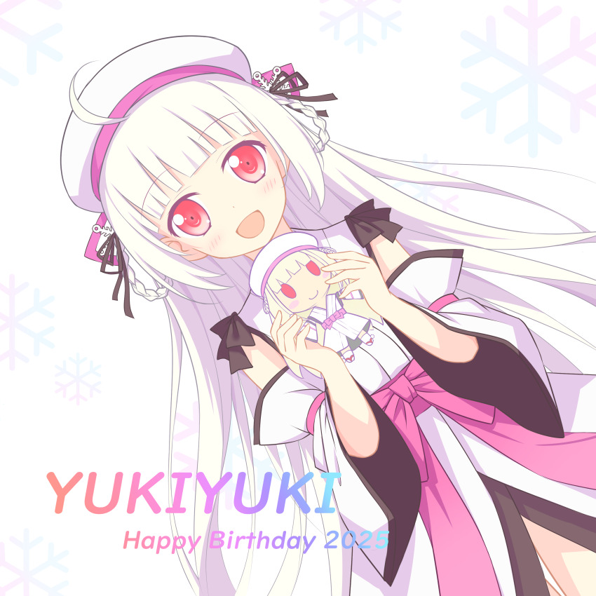 1060476357, 1girl, :d, absurdres, ahoge, astralair_no_shiroki_towa, bare_shoulders, beret