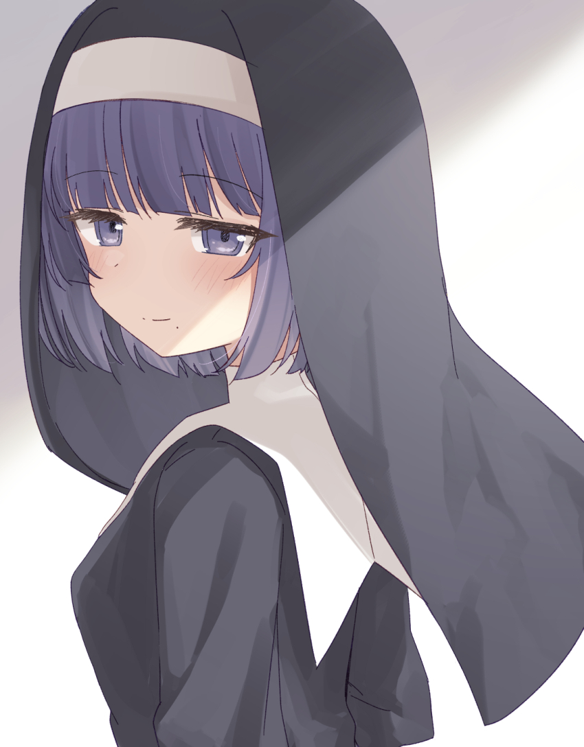 1girl, alternate_costume, black_dress, black_headdress, blunt_bangs, blush, commentary_request, dress