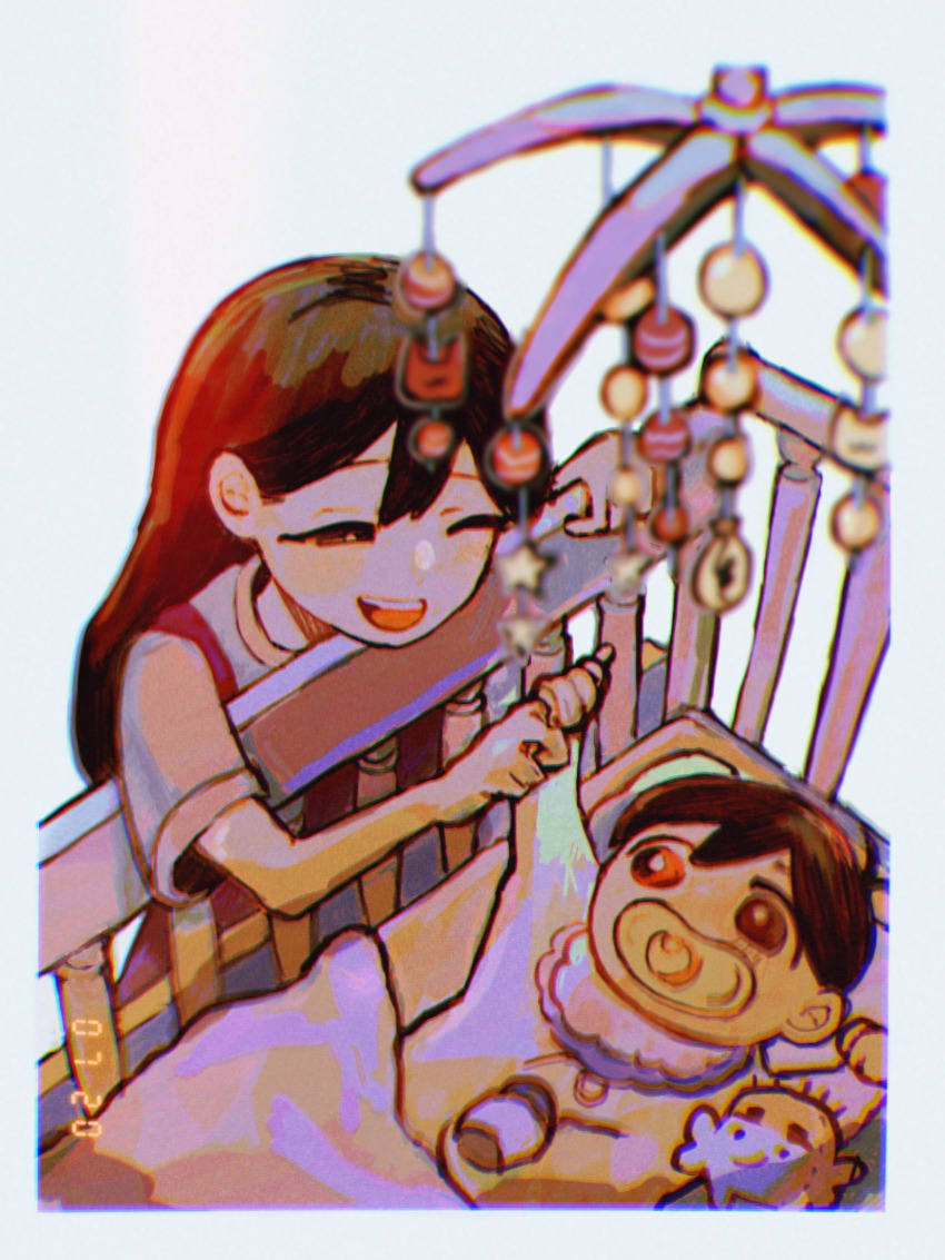 1boy, 1girl, absurdres, aged_down, antenna_hair, blush, bright_pupils, brother_and_sister