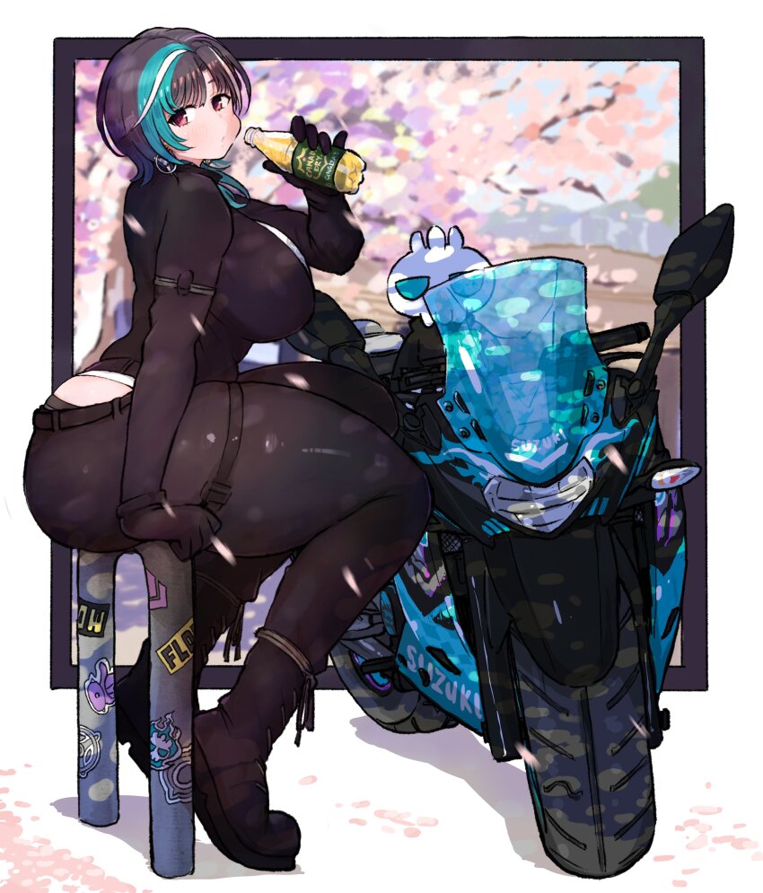1girl, absurdres, alt_text, alternate_costume, aqua_streaks, ass, asymmetrical_bangs, belt