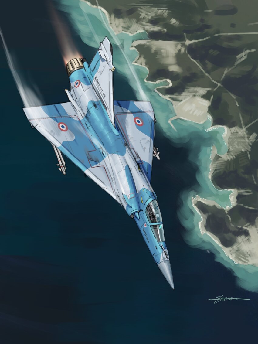 1other, absurdres, afterburner, air-to-air_missile, aircraft, airplane, artist_name, chinese_commentary