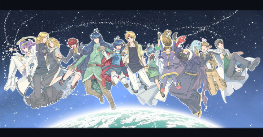 ashton_anchors, blonde_hair, blue_hair, blush, bowman_jeane, celine_jules, chisato_madison, claude_c._kenny