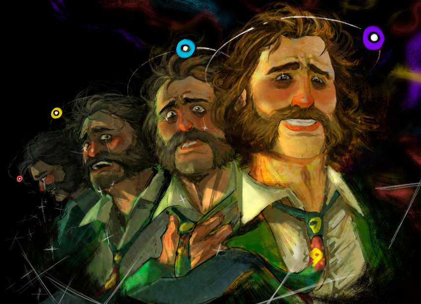 1boy, absurdres, blush, brown_hair, crying, crying_with_eyes_open, demermio, disco_elysium