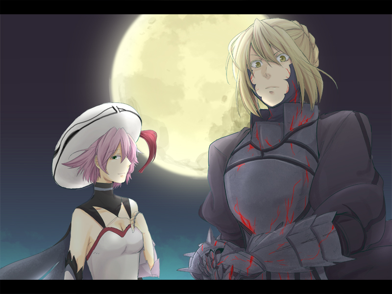 .hack//, .hack//g.u., 00s, 2girls, armor, artoria_pendragon_(fate), bad_id, bad_pixiv_id