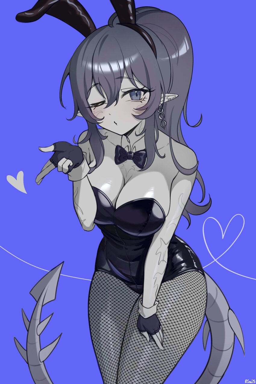 1girl, absurdres, animal_ear_hairband, animal_ears, bow, bowtie, breasts, character_request