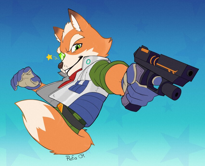 1boy, animal_ears, artist_name, commentary, english_commentary, fox_boy, fox_ears, fox_mccloud